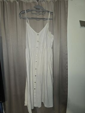 a new day White Button-Front Midi Sundress
